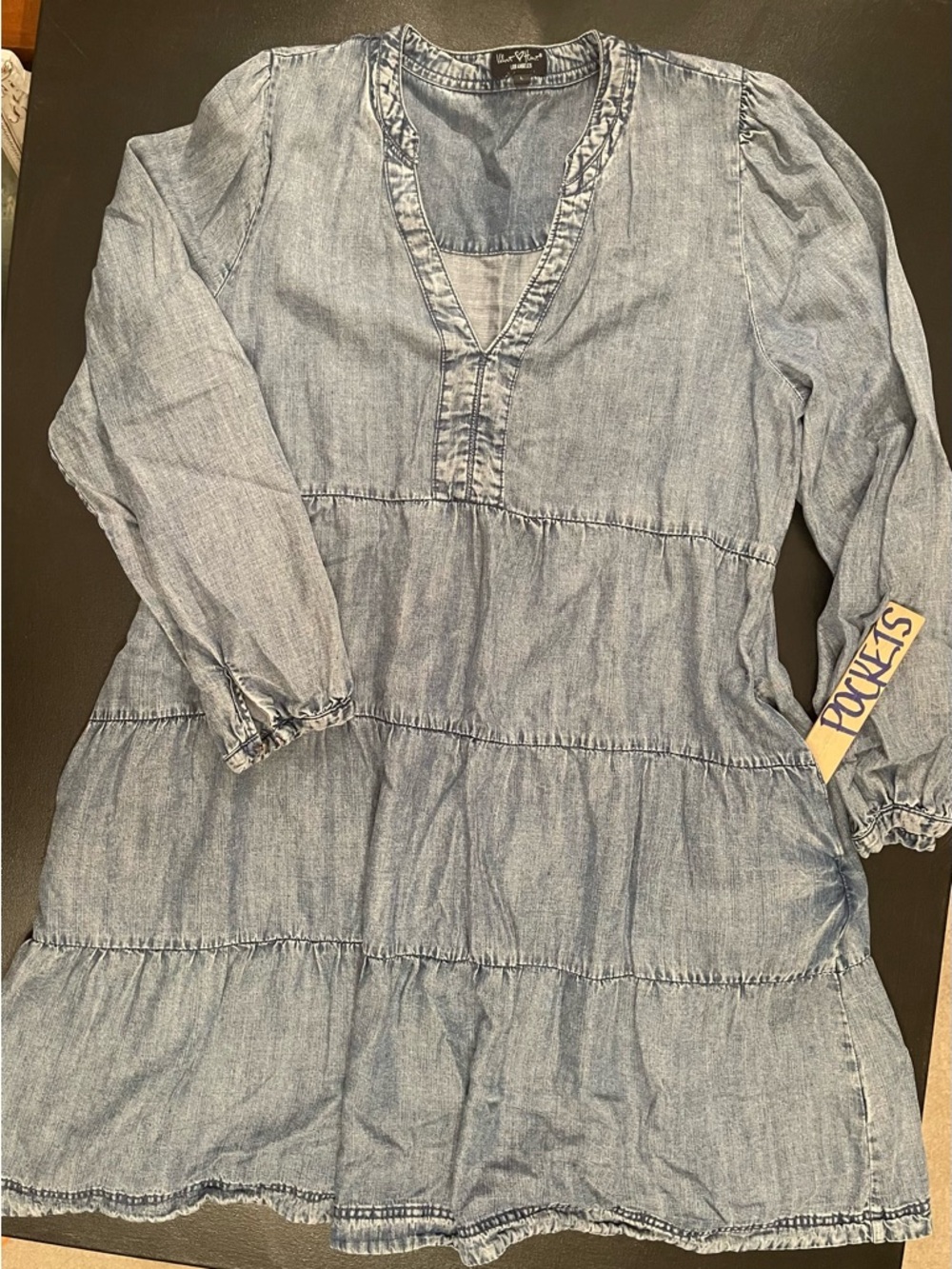 Velvet Heart Light Wash Chambray Tiered Tunic Dress